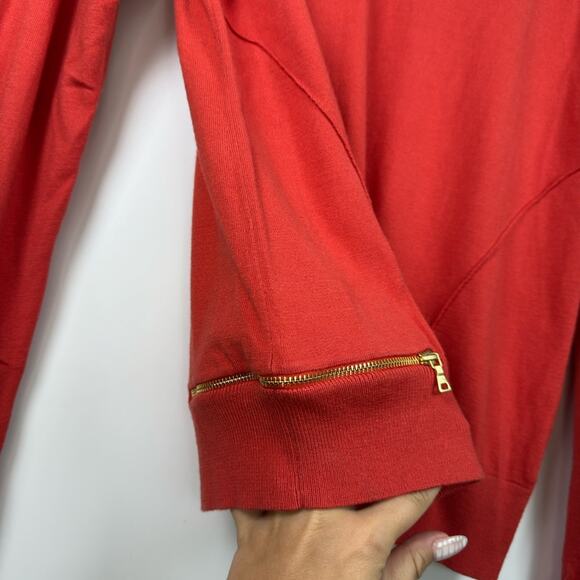 Carlisle Orange/Red Zipper Detail Sweater Size Large NWT - Picture 2 of 6